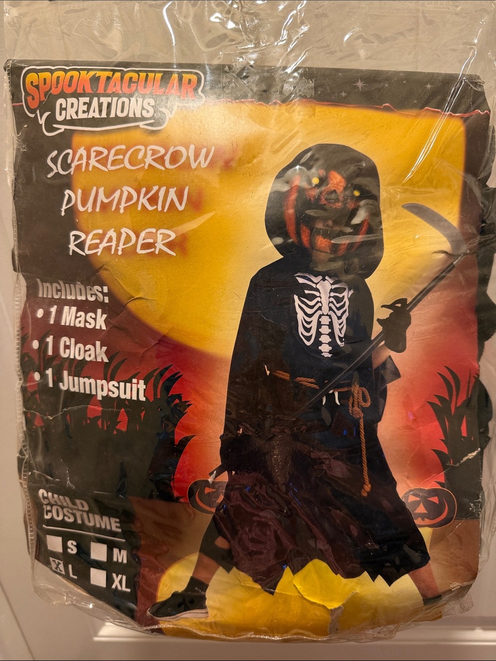 Spooktacular Creations Kids Scarecrow Pumpkin Reaper Costume - Black/Orange (L)